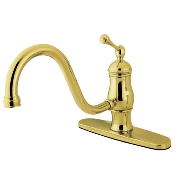 KS1572BLLS Heritage Single-Handle 8" Centerset Kitchen Faucet, Brass